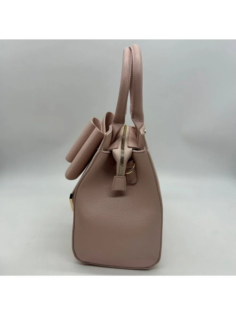 Grossi Pink Faux Leather Poppy Bowtie Top Handle Satchel Bag
